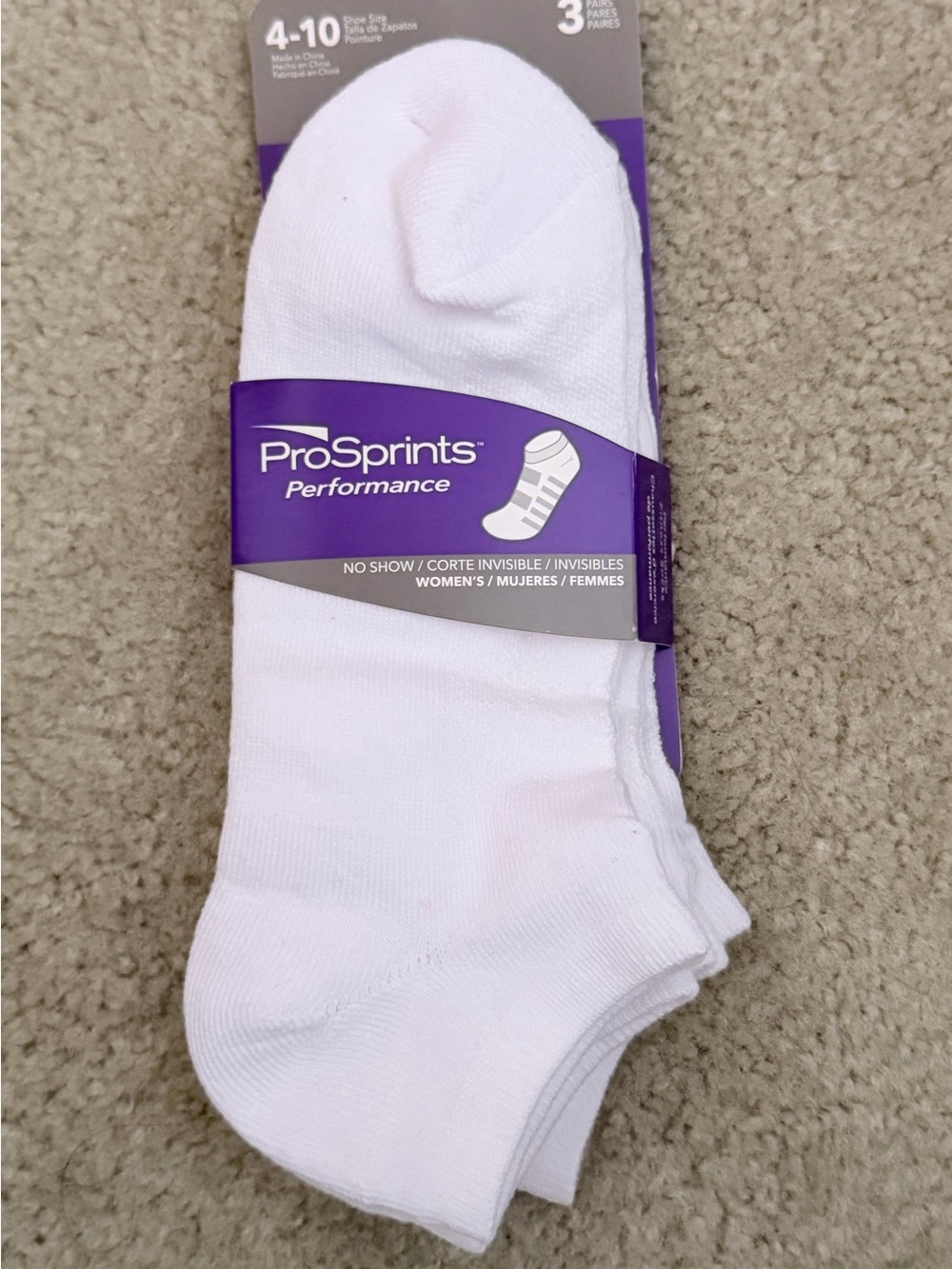 Performance Women's No-Show Socks in White - 3 Pack